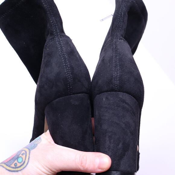 MARC FISHER LTD Umeka Bootie Black Suede Lofty Wrapped Block Heel Women's 6.5M - Picture 3 of 11